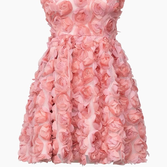 Dress the Population Dress Sasha Strapless Fit & Flare Mini NEW Pink 3D Floral - Picture 13 of 14